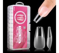 AIMEILI 432 piezas de 10 tamaños diferentes de uñas acrílicas mate transparentes de cobertura total uñas de gel UV para nail art uñas artificiales, uñas largas con caja.-006
