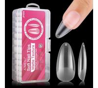 AIMEILI 432 piezas de 10 tamaños diferentes de uñas acrílicas mate transparentes de cobertura total uñas de gel UV para nail art uñas artificiales, uñas largas con caja.-005