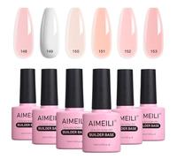 AIMEILI 5 en 1 Base Coat and Builder Gel Nail Extension Esmalte de uñas semipermanente Punta de uñas para Nail Quick Stencil Finger UV LED Building Base Set 6 X 10ml - Juego de 36
