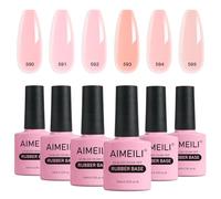 AIMEILI 5 en 1 esmalte de uñas con base de caucho, esmalte de uñas con base transparente empapado en UV/LED, gel adhesivo de strass para uñas - 6x10ml-Set 54