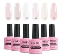AIMEILI 5 en 1 esmalte de uñas con base de caucho transparente empapado en UV/LED, gel adhesivo de strass - 6x10ml-Set 44