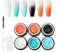 AIMEILI 6 Colores Pat Paint Gel UV Kit Gel Semipermanente UñAs Diseño Profesional de Uñas, Sin crueldad Vegano Ideal para DIY en Casa y en Salones de Uñas Incluye Esponja y Pincel-001
