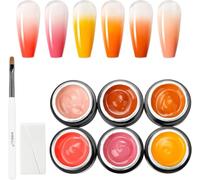 AIMEILI 6 Colores Pat Paint Gel UV Kit Gel Semipermanente UñAs Diseño Profesional de Uñas, Sin crueldad Vegano Ideal para DIY en Casa y en Salones de Uñas Incluye Esponja y Pincel-002