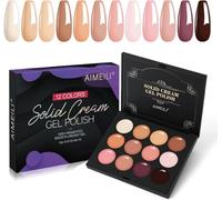 AIMEILI Esmalte de uñas de gel sólido 12 colores Gel de uñas sólido UV LED Soak Off Juego de esmalte de gel en crema sólida 16