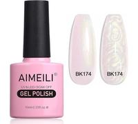 AIMEILI Esmalte de Uñas Gel de Concha de Perla y Sirena - Brillo Semipermanente Soak Off UV LED - Rosa Claro (174) 10ml
