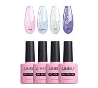 AIMEILI Esmaltes Semipermanentes para Uñas Color Nude Brillante en Gel Soak-Off UV LED Esmalte de Uñas Remojo Duradero Transparente Adecuado Para Manicura Arte DIY Design-4 * 10ML-Set 32