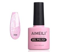 AIMEILI Esmaltes Semipermanentes para Uñas Color Nude Brillante en Gel Uñas Soak-Off UV LED Esmalte de Uñas Remojo Duradero Transparente Adecuado Para Manicura Arte DIY Design-10ML(568)