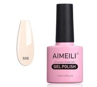 AIMEILI Esmaltes Semipermanentes para Uñas Color Nude Brillante en Gel Uñas Soak-Off UV LED Esmalte de Uñas Remojo Duradero Transparente Adecuado Para Manicura Arte DIY Design-10ML(558)