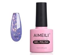 AIMEILI Esmaltes Semipermanentes para Uñas Color Nude Brillante en Gel Uñas Soak-Off UV LED Esmalte de Uñas Remojo Duradero Transparente Adecuado Para Manicura Arte DIY Design-10ML(571)