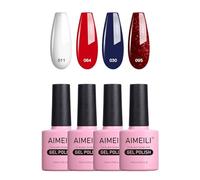 AIMEILI Esmaltes Semipermanentes para Uñas en Gel Uñas Soak-Off UV LED Esmalte de Uñas Remojo Duradero Transparente Adecuado Para Manicura Arte DIY Design-4 * 10ML-Set 33