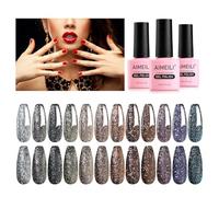 AIMEILI Esmaltes Semipermanentes para Uñas en Gel UV LED, Kit de Esmaltes de Uñas Esmaltes en Gel Uñas UV LED Pintauñas Permanente Gel de uñas semipermanente Soak Off 12 Colores 8ml - Set 27