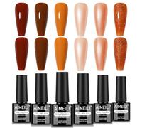 AIMEILI Esmaltes Semipermanentes Para Uñas Gel Polish Kit uñas Semipermanentes UV LED Nail Polish 6 Botellas Glitter Autumn Winter Brown Color Nail Art DIY Home Salon Manicure 5ML-Set 100