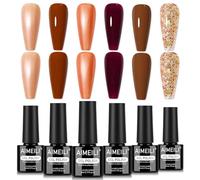 AIMEILI Esmaltes Semipermanentes Para Uñas Gel Polish Kit uñas Semipermanentes UV LED Nail Polish 6 Botellas Glitter Autumn Winter Brown Color Nail Art DIY Home Salon Manicure 5ML-Set 99