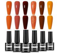 AIMEILI Esmaltes Semipermanentes Para Uñas Gel Polish Kit uñas Semipermanentes UV LED Nail Polish 6 Botellas Glitter Autumn Winter Brown Color Nail Art DIY Home Salon Manicure 5ML-Set 101