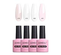 AIMEILI Esmaltes Semipermanentes para uñas UV LED Permanente Semipermanente Soak Off Francesa Claro Nail Gel Set 4 X 10ml - Set 26