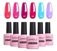AIMEILI Esmaltes Semipermanentes para Uñas Verano en Gel UV LED, Kit de Esmaltes de Uñas Esmaltes Pintauñas Permanente Soak Off 6 Colores 10ml - Set 12