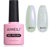 AIMEILI Gel de concha de perla Esmalte de uñas Brillo Gel de dibujo Brillo Gel de sirena Semipermanente Soak Off UV LED Gel Polish - Verde Jade (171) 10ml