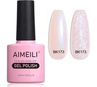 AIMEILI Gel de concha de perla Esmalte de uñas Brillo Gel de dibujo Brillo Gel de sirena Semipermanente Soak Off UV LED Gel Polish - Champán (173) 10ml
