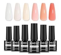 AIMEILI Gel Constructor Uñas Kit Manicura Semipermanentes UV LED Builder Gel Uñas Nude Pink Blanco Builder Base Nail Extension Strengthener Nail Art DIY Home Salon Manicure 5ML-Set 80