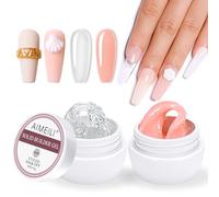 AIMEILI Juego de Gel Constructor de Extensiones de Uñas Sólidas Transparente y Nudo 2x15ML