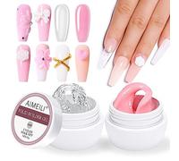 AIMEILI Juego de Gel Constructor de Extensiones de Uñas Sólidas Transparente y Rosa 2x15ML