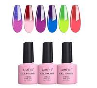 AIMEILI Kit de Esmaltes Semipermanentes Para Uñas Temperatura Cambio De Color Camaleón UV LED Pintauñas Soak Off Set 6 X 10ml - Set 15