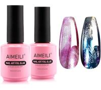 AIMEILI Nail Art Foil Glue Gel, Transfer Pegamento, para Diseños Nail Art Foil Sticker Láminas de Uñas, Lámpara de Uñas Necesaria Soak Off 2X15ML