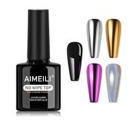 AIMEILI No Wipe Top Coat Semipermanente, Capa Superior Para Cromo Espejo UV LED Soak Off 10 ml Gel Coat Para Chrome Mirror Nails Metallic Gel Nail Polish Salon Home DIY Manicura