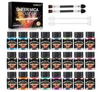 AIMEILI Polvo de Mica, Mica Powder 24 Colores, Resina Epoxi Color Nácar Polvo Pigmento Neón Para Polvo De Fundición Pompas De Jabón Uñas Nail Art Esmalte De Uñas De Gel Pintura Slime