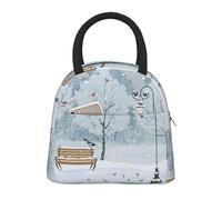 AIMeinn Birds in The Park On A Snowy Day - Bolsa de almuerzo ligera con aislamiento, portátil, portátil, para viajes, escuela, universidad