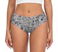AIMeinn Calzoncillos elásticos y cómodos con estampado de periódico para mujer, flexibles, elegantes, suaves, Negro, L