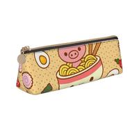 AIMeinn Delicious Sweet Ramen - Estuche de piel de alta capacidad con estampado de ramen, 8.3 x 2.2 x 2.4 pulgadas, organización de maquillaje para viajes escolares