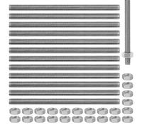 AIMEKE 12 Piezas Varilla Roscada M8 × 100 mm Varillas Roscadas 304 Acero Inoxidable Varilla Roscada Métrica Completa, DIN 975, Varilla Roscada con 24 Tuerca Hexagonal M8 (Plata)