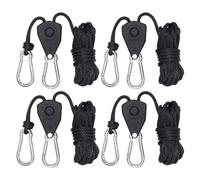 AIMEKE 4 piezas de trinquete de cuerda, trinquete de cuerda con gancho, 1/8 pulgadas ajustable para lámpara de plantas, plantas de interior (capacidad de carga de 68 kg por par)