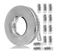 AIMEKE Abrazaderas de manguera de 5 m de acero inoxidable 304 ajustables con 12 abrazaderas de tornillo, para tubería de agua, tubo de gas, tubo de automóvil, radiador, tanque