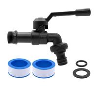AIMEKE Grifo de 1/2 pulgada para jardín de latón, grifo de esfera para exteriores, resistente a las heladas -20℃, grifo resistente al calor 120℃ con conexiones para tubo (Negro)