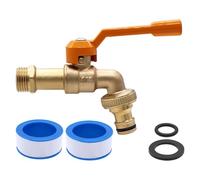 Aimeke Grifo de jardín de 1/2" de latón con esfera exterior resistente a las heladas -20℃, grifo de salida resistente al calor 120℃ con conexiones de manguera (Amarillo)