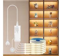 AIMENGTE COB LED Strip 2m, 6 rollos 12 V blanco cálido Paneles acústicos Cortable COB LED Strip, con interruptor táctil y regulador manual, para vitrinas de vino, estanterías, armarios