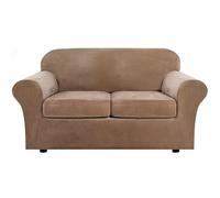 AIMENJOY Funda de Sofá de 2 Plazas con 2 Fundas de Cojines Separadas, Funda de Sofá de Terciopelo Elástico de 3 Piezas con Fondo Elástico Antideslizante Fundas de Sofá (Camel,Grande 2 Plazas)