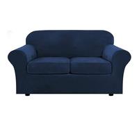 AIMENJOY Funda de Sofá de 2 Plazas con 2 Fundas de Cojines Separadas, Funda de Sofá de Terciopelo Elástico de 3 Piezas con Fondo Elástico Antideslizante Fundas de Sofá (Navy,Grande 2 Plazas)