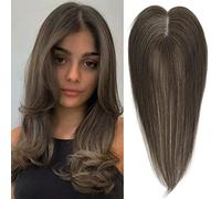 Aimeolyn Cubrecabello para mujer, cabello humano real, 14 pulgadas, sin flequillo, extensiones superiores para cabello fino, base de encaje mejorada 6#