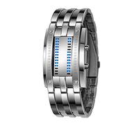 AIMES Reloj binario para hombre, casual, deportivo, digital, matriz de lava, azul, LED, reloj de pulsera digital, clásico, creativo, moderno, negro, cuadrado, azul, relojes unisex, Plateado, Digital