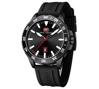 AIMES Reloj de cuarzo analógico para hombre con correa de silicio para hombre con estilo deportivo, resistente al agua, calendario de negocios, reloj de pulsera elegante de regalo para hombres, Negro -