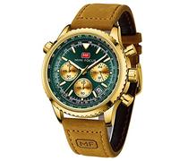 AIMES Reloj de pulsera para hombre, cronógrafo, impermeable, deportivo, militar, analógico, movimiento de cuarzo, elegante, reloj de regalo para hombres, A2-dorado verde