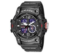 AIMES Reloj de pulsera para hombre, deportivo, impermeable, militar, táctico, digital, analógico, con fecha, multifunción, LED, gran cara, alarma, cronómetro, para hombre, Negro -, L, Digital