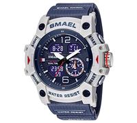 AIMES Reloj de pulsera para hombre, deportivo, impermeable, militar, táctico, digital, analógico, con fecha, multifunción, LED, gran cara, alarma, cronómetro, para hombre, Azul Blanco, L, Digital