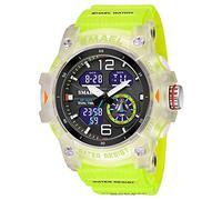 AIMES Reloj de pulsera para hombre, deportivo, resistente al agua, militar, esfera grande, táctico, digital, analógico, fecha, multifunción, LED, alarma, cronómetro, para hombre, Verde fluorescente, L