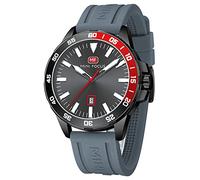 AIMES Reloj de pulsera para hombre, elegante, casual, deportivo, de cuarzo, militar, con calendario luminoso con correa de silicona gris, resistente al agua, esfera fácil de leer, 24 horas con segunda