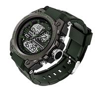 AIMES Reloj de pulsera para hombre, para deportes al aire libre, impermeable, militar, táctico, digital, analógico, fecha, multifunción, LED, esfera grande, alarma, cronómetro, para hombre, Verde