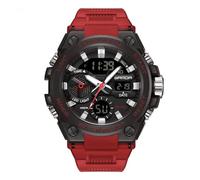 AIMES Reloj Deportivo Militar para Hombre, Resistente al Agua, con Doble visualización de Fecha, multifunción, táctico, de Trabajo, LED, Alarma, cronómetro, 3311-rojo, Reloj Deportivo Casual de